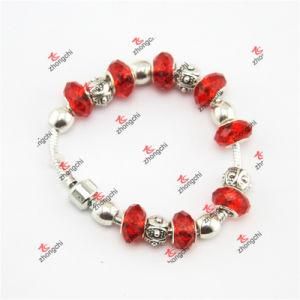Red Glass Beads Snake Brass Bracelet Jewelry Gifts (OID60229)
