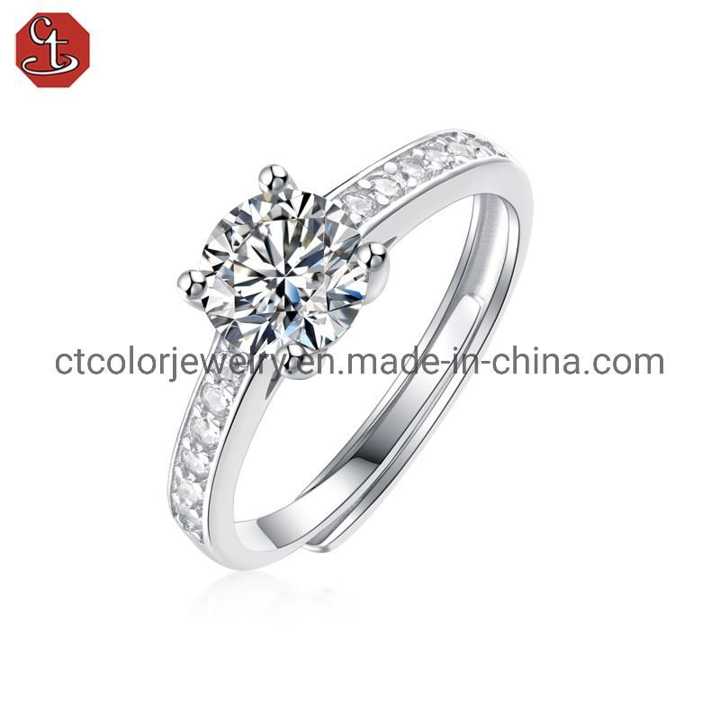 Wholesale Fashion Engagement Ring 1CT moissanite sterling silver ring for women