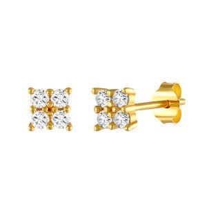 Wholesale High Quality Fashion Diamond 925 Sterling Silver Zircon Square Stud Earrings for Women