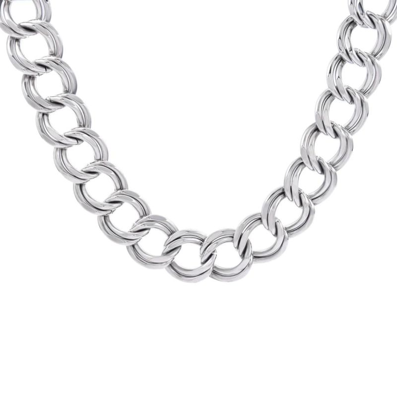 Funky Stainless Steel Silver Color Simple Wearing Accessories as Fashion Thick Necklace