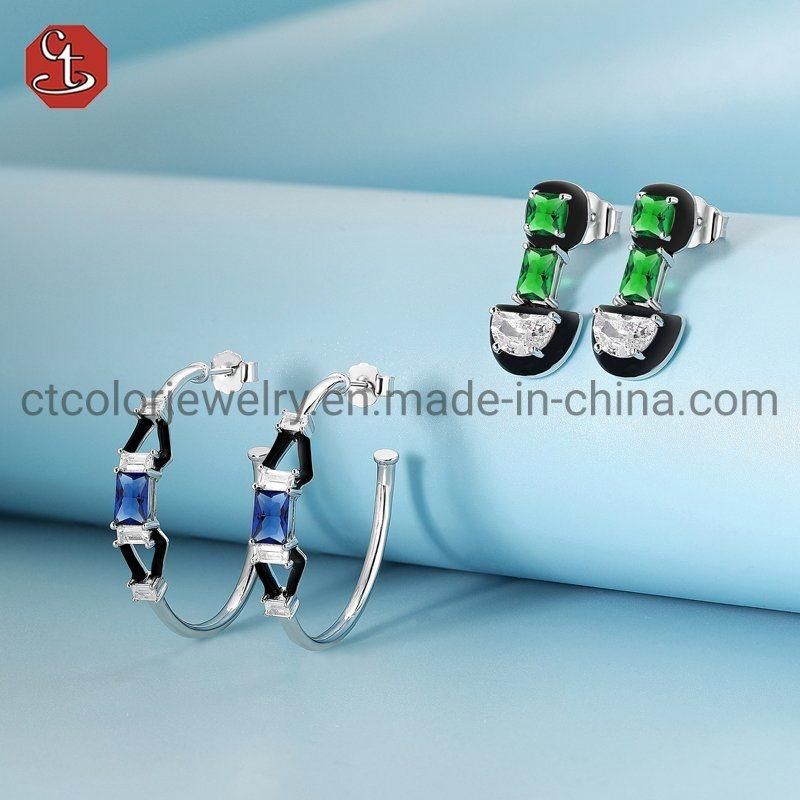 Elegant Fashion Women Jewelry 925 Sterling Silver or Brass Earrings Red Enamel Earrings Jewelry