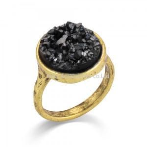 Unique Rock Crystal Quartz Rings for Women Druzy Wedding Ancient Bronze Adjustable Rings