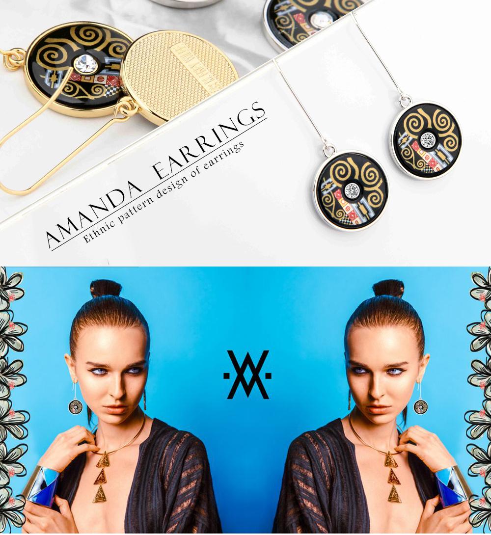 Hot Sale Alloy and Plastic Jewelry Colorful Totem Enamel Earrings
