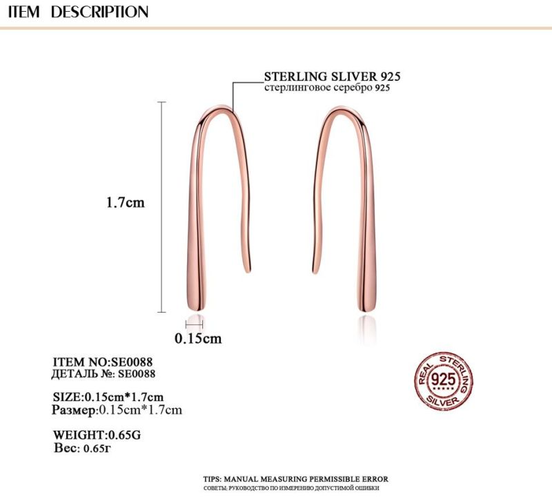 Minimal Jewelry 925 Silver Plain Gold Baguette Earrings Statement