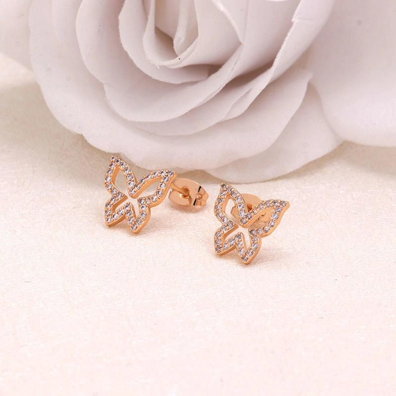 High Quality Mini Butterfly Zirconia 18K Gold Plated Stud Earring