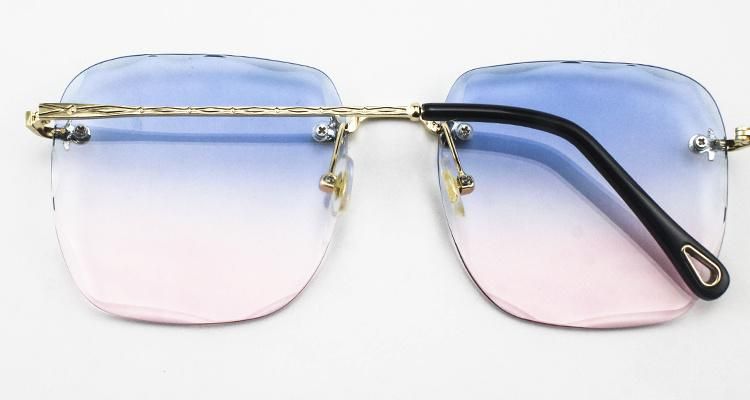New Custom Logo Stock Trimmed Frameless Women Sunglasses