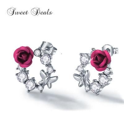 Fashion Flower Jewelry Stud Earrings Rose Earrings