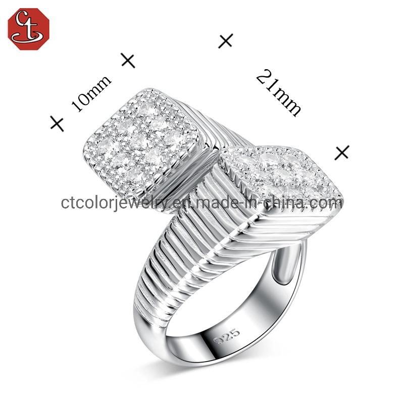 Private Custom Fashion Jewelry Plain Silver White CZ Ring for Women