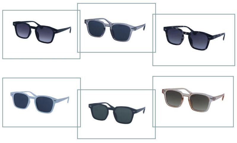 Classical Unisex Plastic Rivet Medium Square Frame Sunglasses