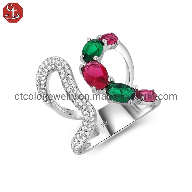Hot Sale 925 ring different color crystal jewelry Fashion Jewellery Wholesale women
