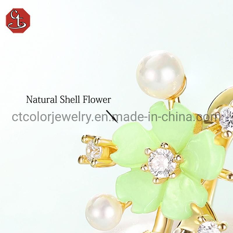 2021 jewelry trend wholesale fashion earrings Natural pearl flower earrings