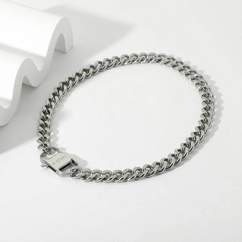 Stainless Steel Hip Hop Punk Chain Link Necklace for Women Men Fashion Jewelry