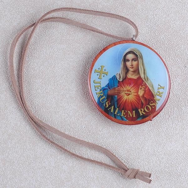 Custom Design Wooden Cross Necklace Cross Pendant Cord Necklace with Good Shepherd Pattern Imprinting