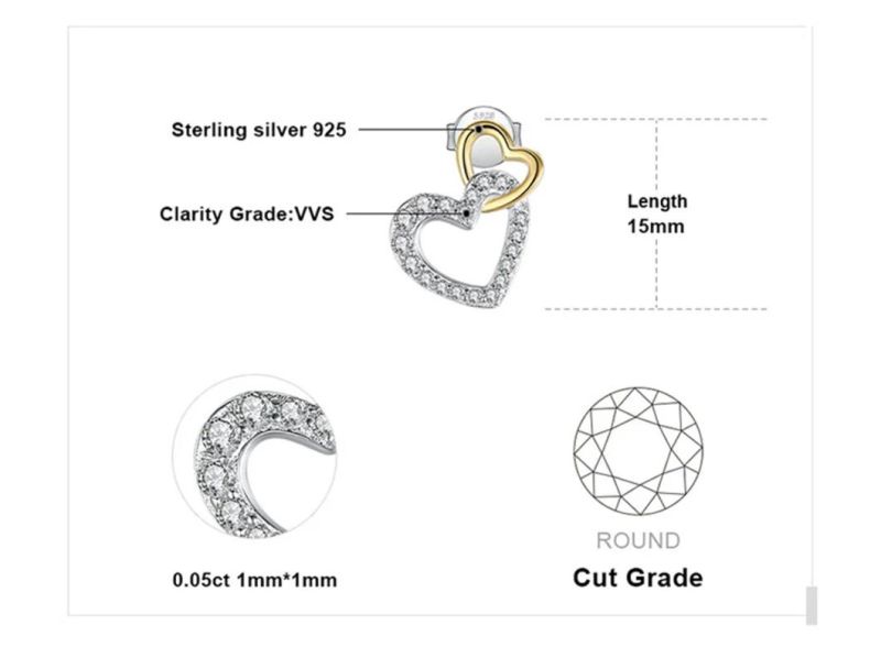 925 Sterling Silver Infinity Love Hearts Pave Cubic Zirconia Stud Earrings for Women Wholesale