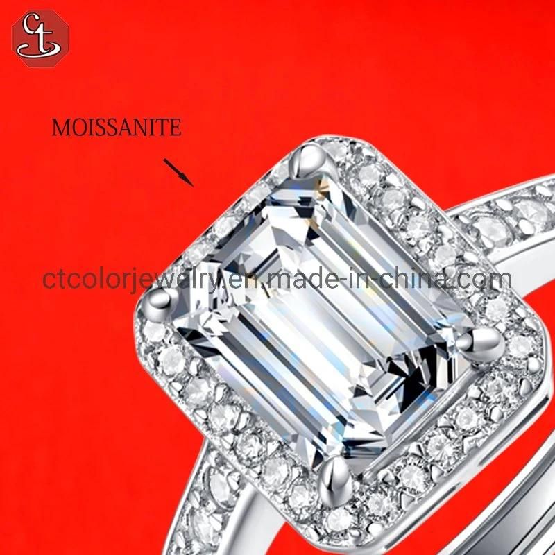 Luxury big Sterling Silver Ring 1ct Moissanite diamond rings for party wedding