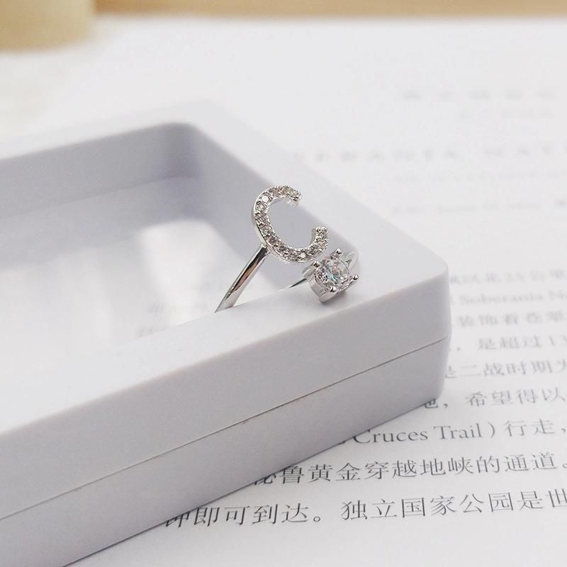 26 Letters with Diamond Ring Opening Adjustable Finger Ring