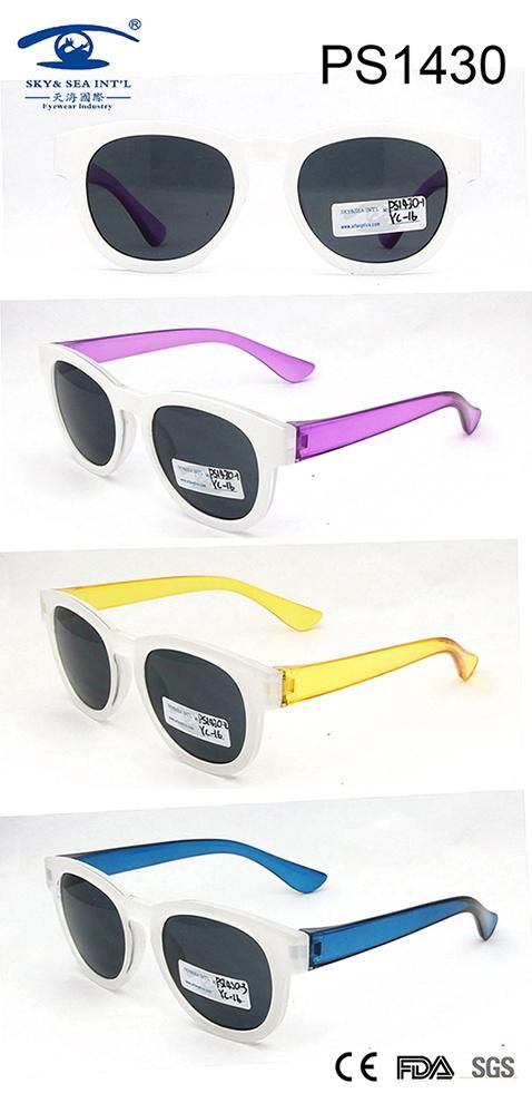 Transparent Color Frame Cute Colorful Kid Plastic Sunglasses (PS1430)