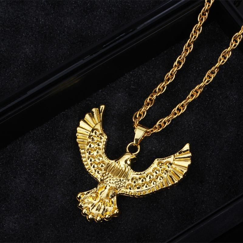 Fashion Hiphop 18K Gold Plated Eagle Wings Spread Boutique Necklace