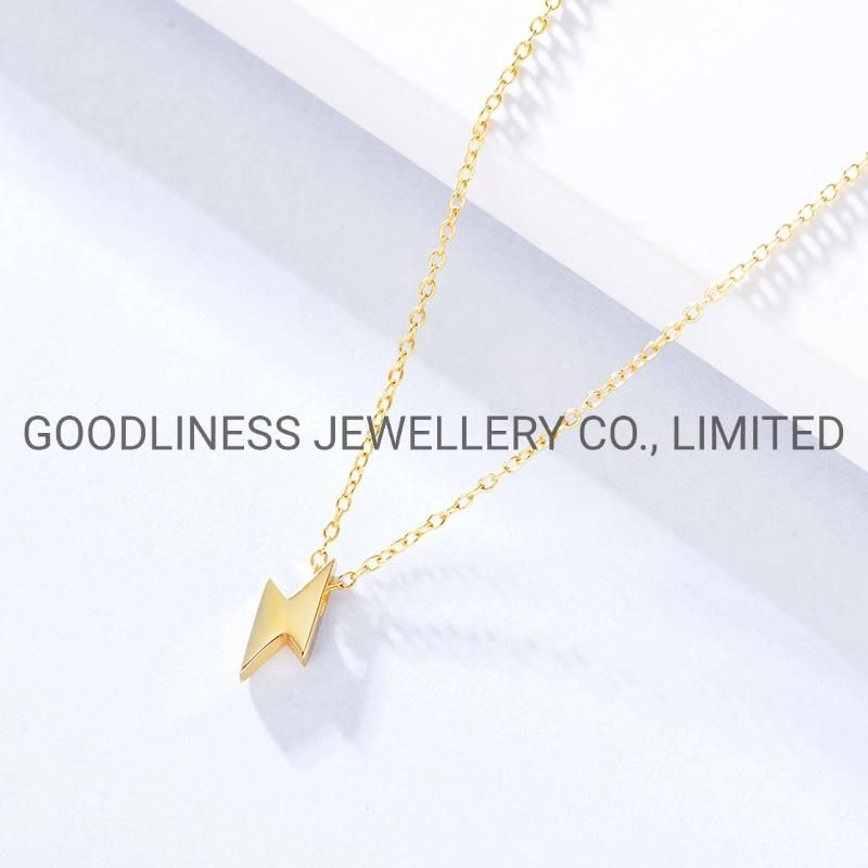 925 Sterling Silver Fine Jewelry Women Lightning Pendant Necklace