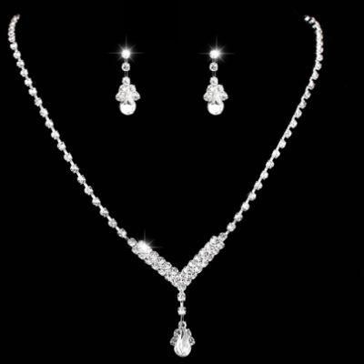 Wedding Acrylic Rhinestone Necklace Jewelry Set