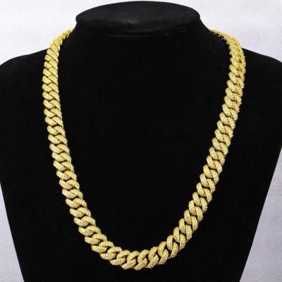 18K Gold Finish Iced out Hip Hop CZ Miami Cuban Chain Necklace Thick Miami Cuban Link Chain Hip Hop Necklace