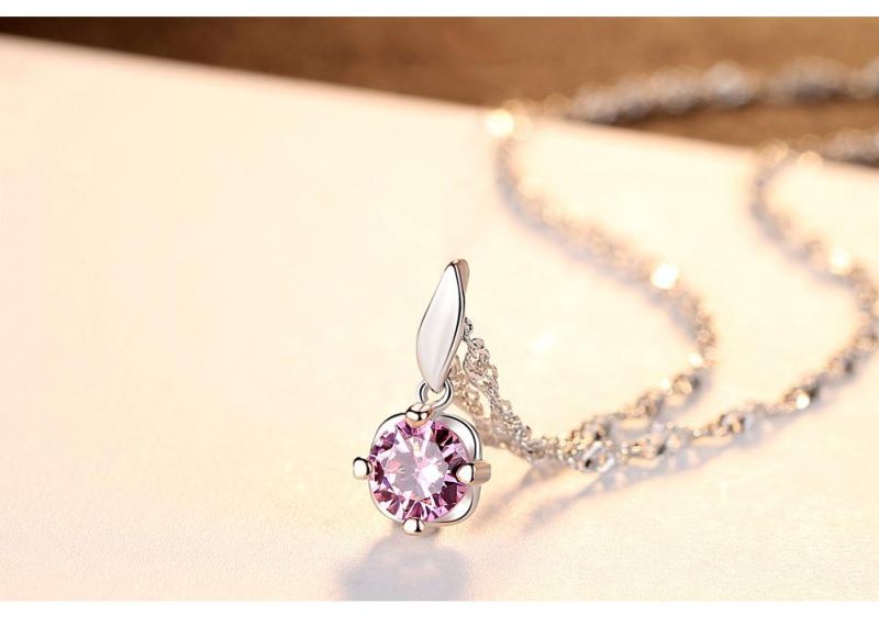 Korean Version Simple Purple Crystal Necklace Temperament Jewelry