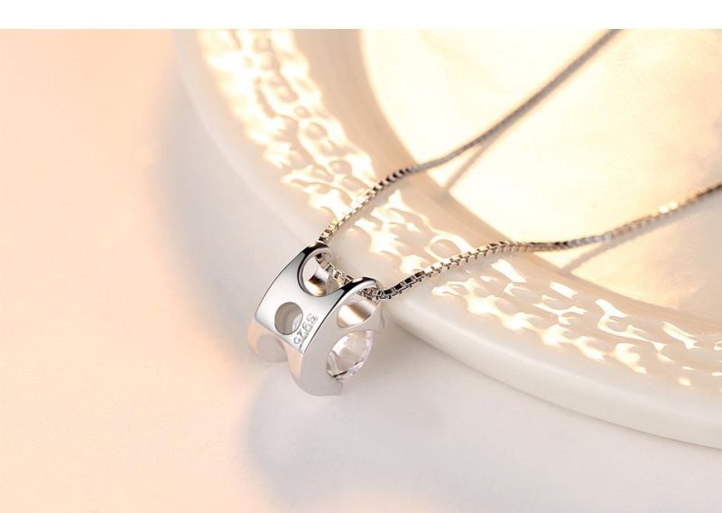 Fashion Sparkling Four-Claw Zircon Hoop Necklace Jewelry