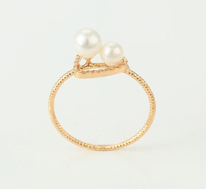 Elegant Women Jewelry Heart Shaped Imitation Pearl 18K Gold Plated Ring for Sale