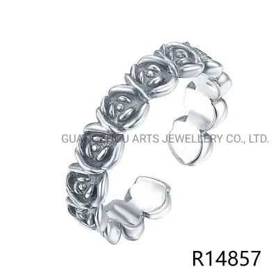 New 925 Sterling Silver Stackable Rose Flower Finger Ring
