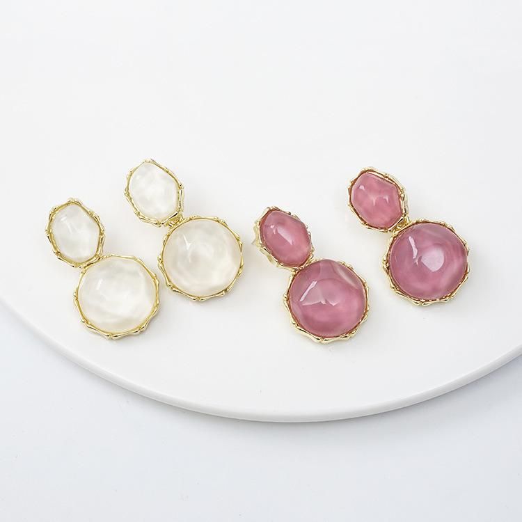 Fashion Jewelry Round French Earrings Vintage Resin Acrylic Irregular Earrings