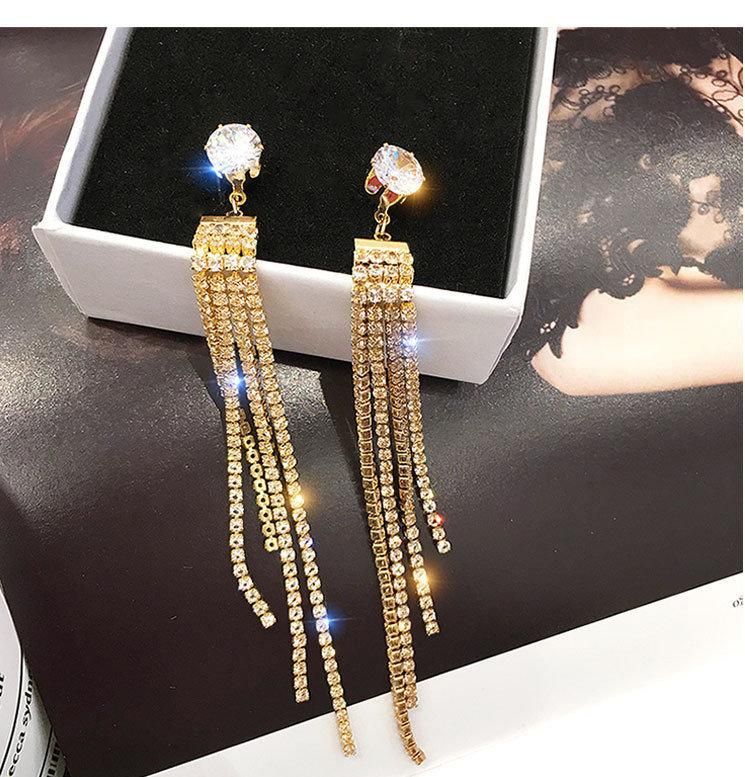 New Claw Chain Set Diamond Tassel Earrings South Korea Long Temperament Net Red Earrings Fashion Exaggerated Earrings