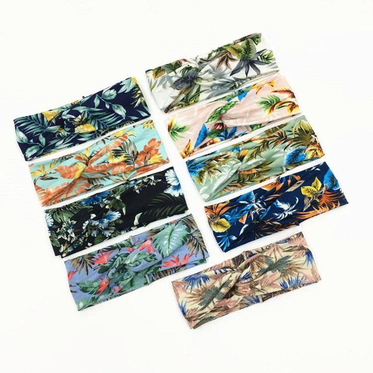 Twisted Criss Cross Printed Yoga Headband for Woman