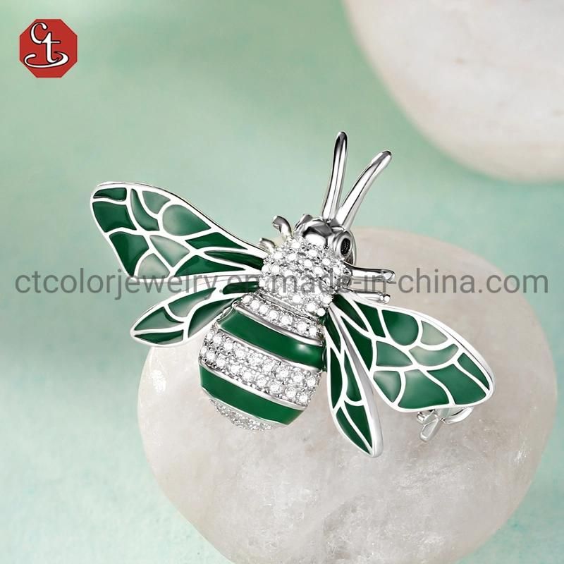 Fashion Jewelry Enamel Bee Earring Omega 925 Silver Earrings for Women Girls