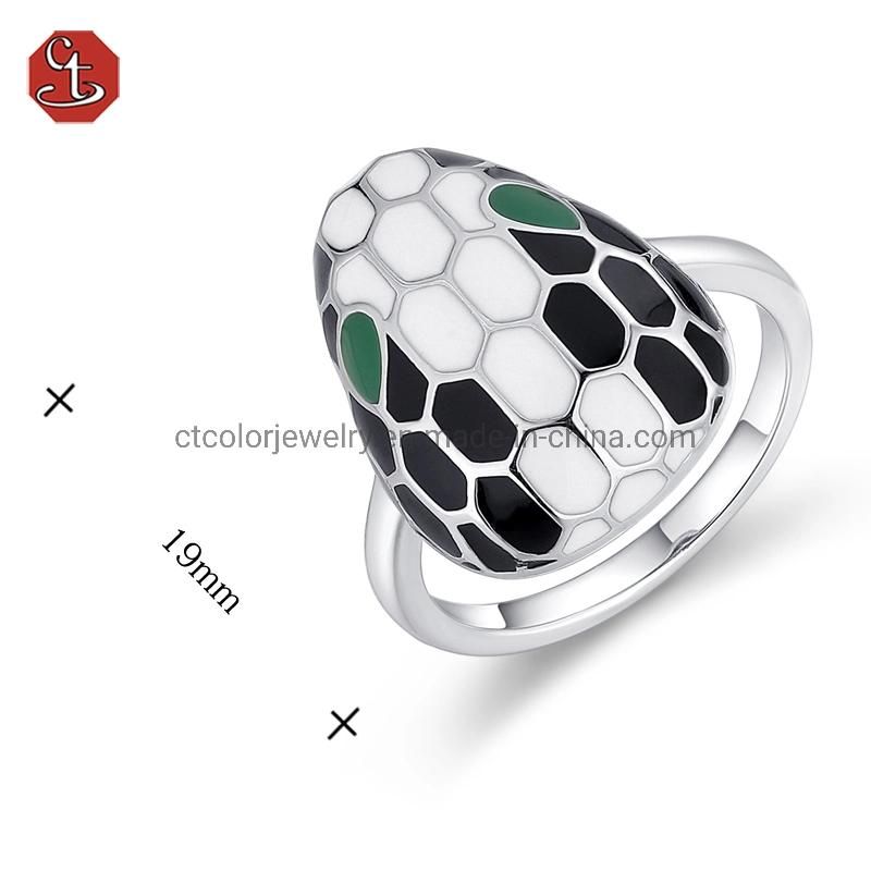 Fine 925 Sterling Silver Enamel serpentine plain Ring for Female