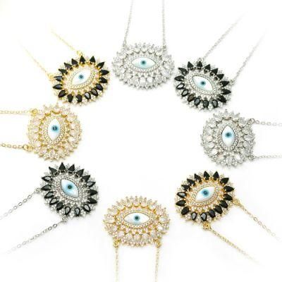 Fashion Zircon Pendant Shell Blue Evil Eyes Necklace