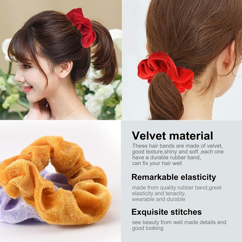 Great Gift Tiaras 60 PCS Premium Velvet Hair Scrunchies Elastic Hair Bands for Women or Girls Hair Accessories with Gift Bag