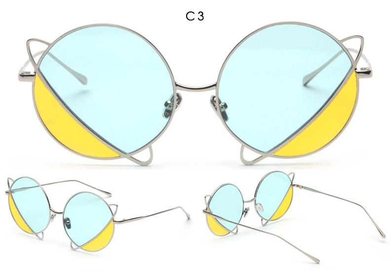 2022 Latest Design Personality Stylish Attractive Double Colors Lenses Planet Shape Round Metal Frame Trendy Sunglasses