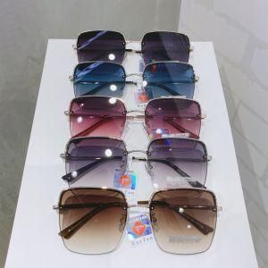 Half Rim Square Color Lens Sunglasses, Vintage Ladies Fashion