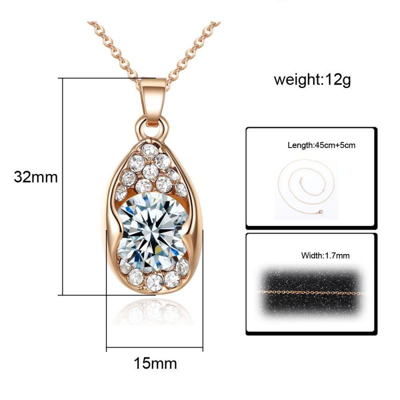 Retro Plating Rose Gold Large Zircon Necklace