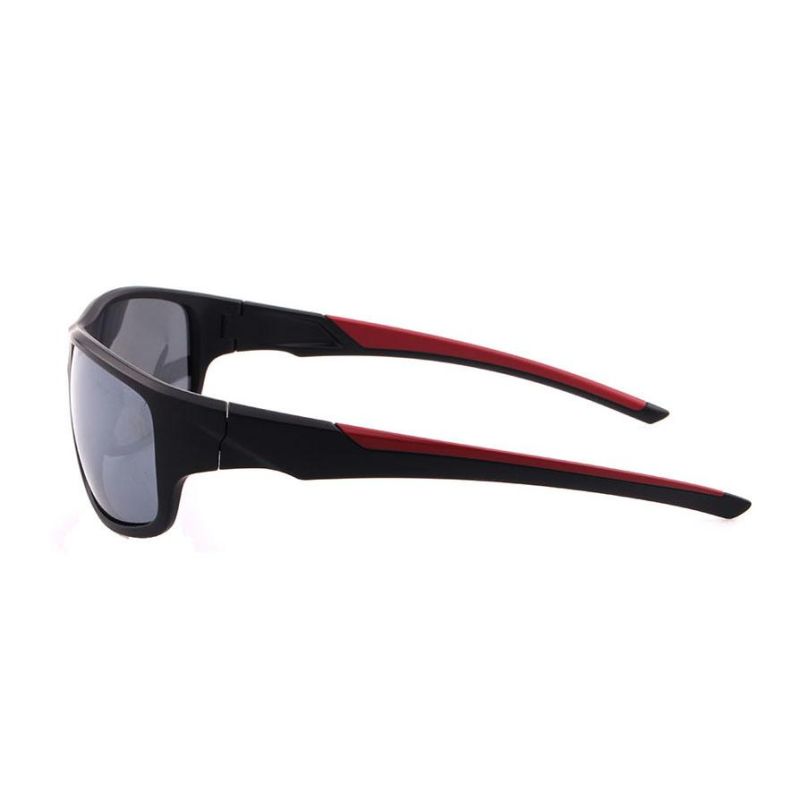 2017 Hot Selling Double Injection Sports Sunglasses with Red Rubber