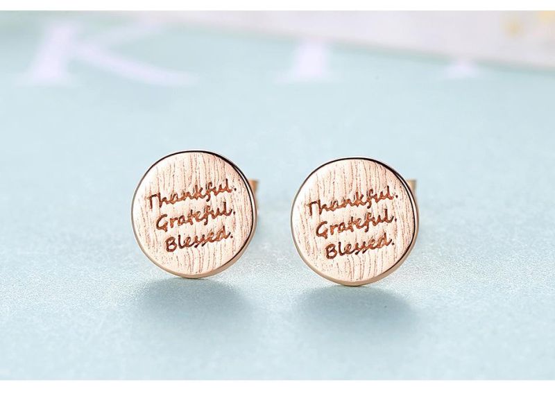 Fashion Jewelry Printing Round Card Silver 925 Ear Studs