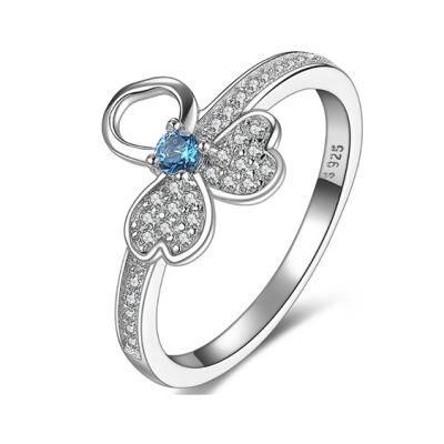 S925 Sterling Silver Rings Lucky Clover Rings Elegant CZ Rings Silver Micro Pave Rings