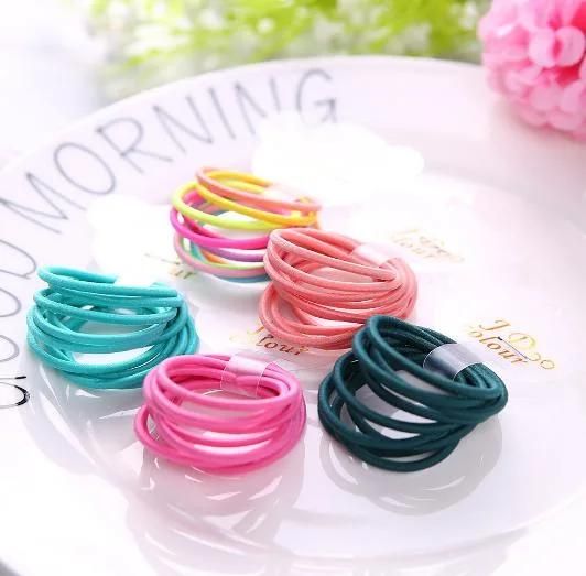 Multi Color Girls Hair Accessories 2mm Rubber Ponytail Hair Ties Elastic Rope Ring Loops Hair Bands