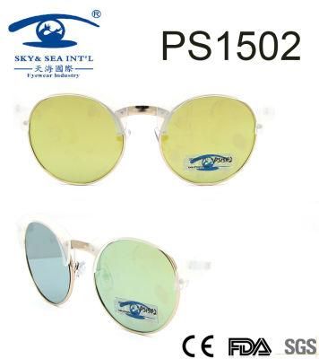 Round Frame Gold Lens PC Sunglasses (PS1502)