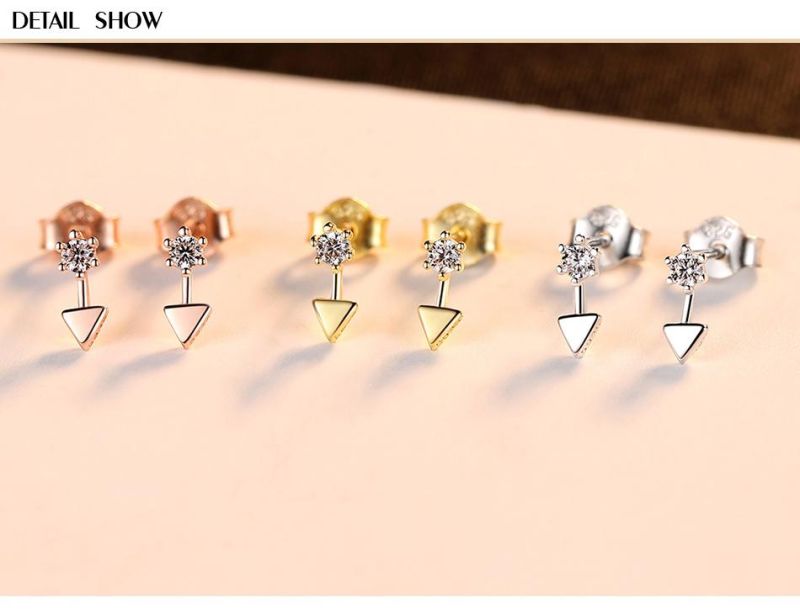 Mini Triangle V-Shaped Gold-Plated 925 Silver Earrings Stud