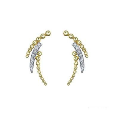 2022 New Fashion Silver or Brass Hollow Wing Earring with 18K Yellow Gold