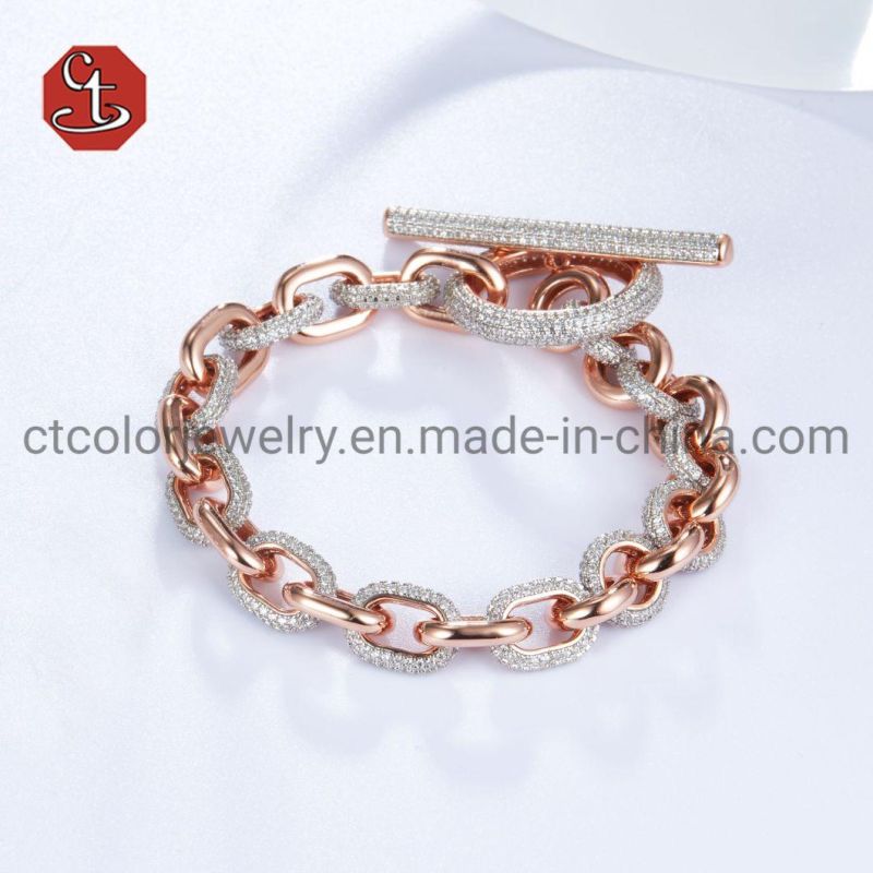 Fashion Jewelry Silver or Brass Bracelet Micro Pave CZ Bracelets for Men or Women