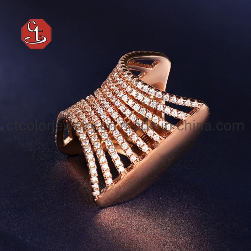 Rhodium Rings with Cubic Zircon High Quality Jewelry Ring