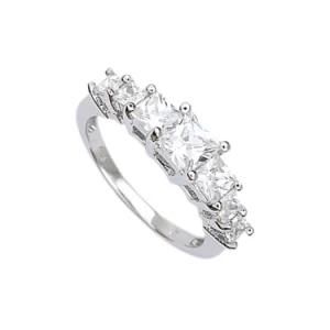 Cubic Zirconia 925 Sterling Silver Polishing Rhodium Plated Ring