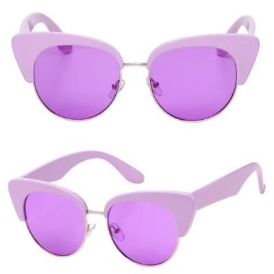 Funky Half Frame Mixed Material Sunglasses